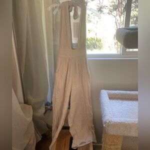 100% cotton cream halter jumpsuit